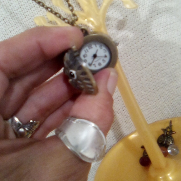 Owl Timepiece Pendant and Owl Earings - Picture 7 of 10